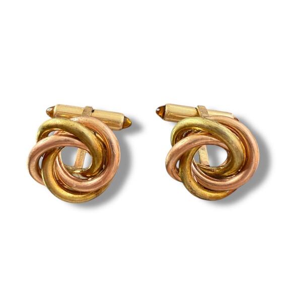 VINTAGE LOT OF 2 pcs KREMENTZ YELLOW GOLD FILLED CUFFLINKS - Picture 2 of 9